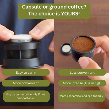 Nomaduo® by Evergreen® – Portable Coffee Machine for Capsules & Ground Coffee