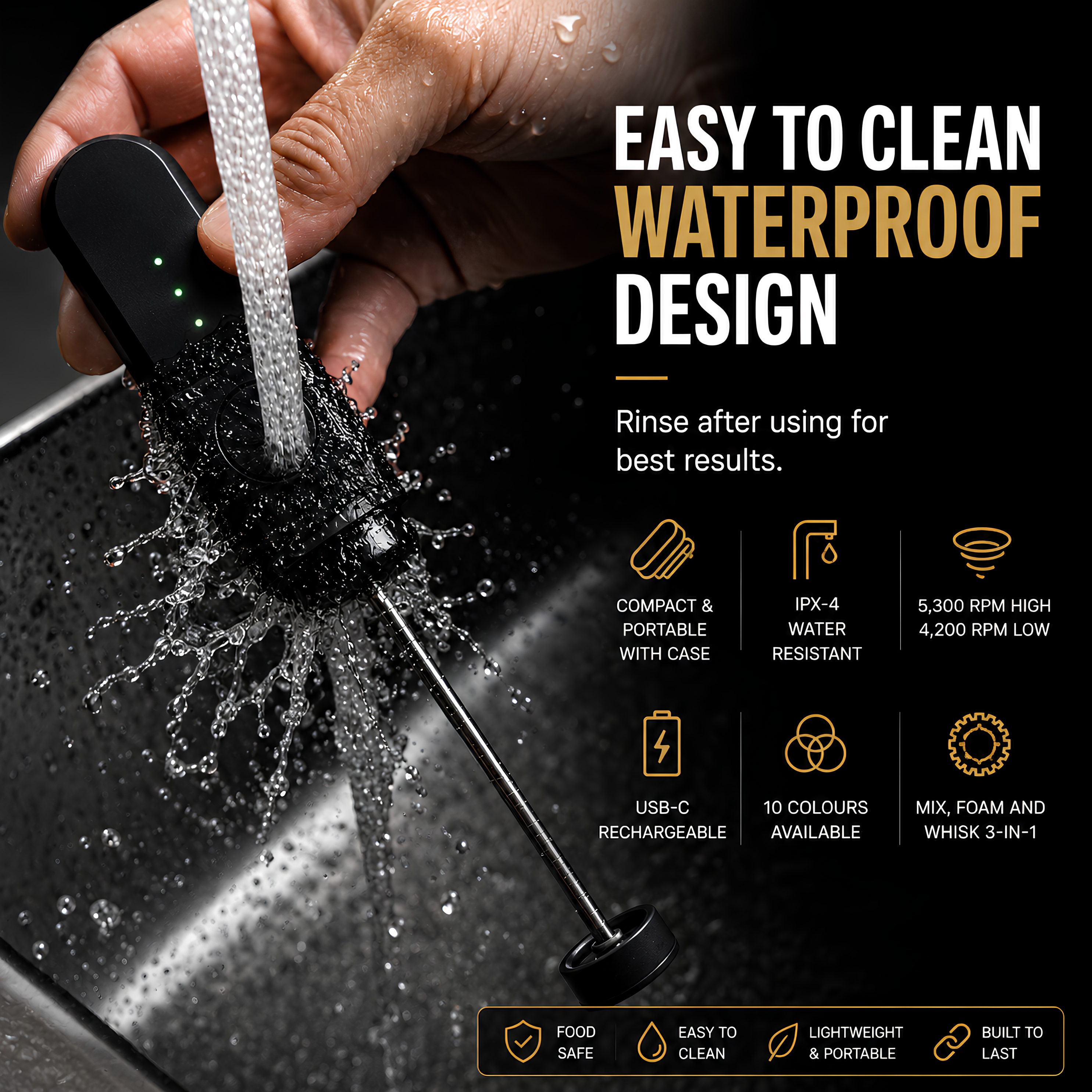 ProFoam™ Rechargeable Milk Frother – Barista-Style Microfoam Maker