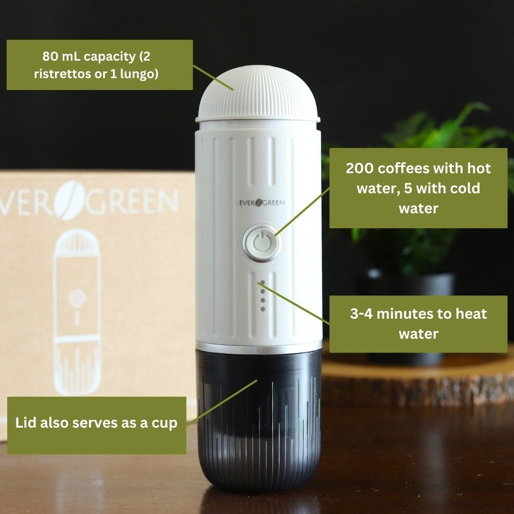 Nomaduo® by Evergreen® – Portable Coffee Machine for Capsules & Ground Coffee