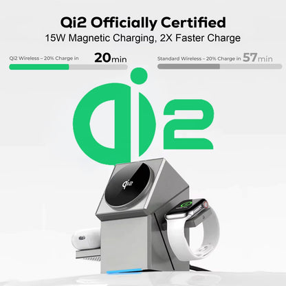 Three-in-one Foldable Vertical 15w Wireless Charger