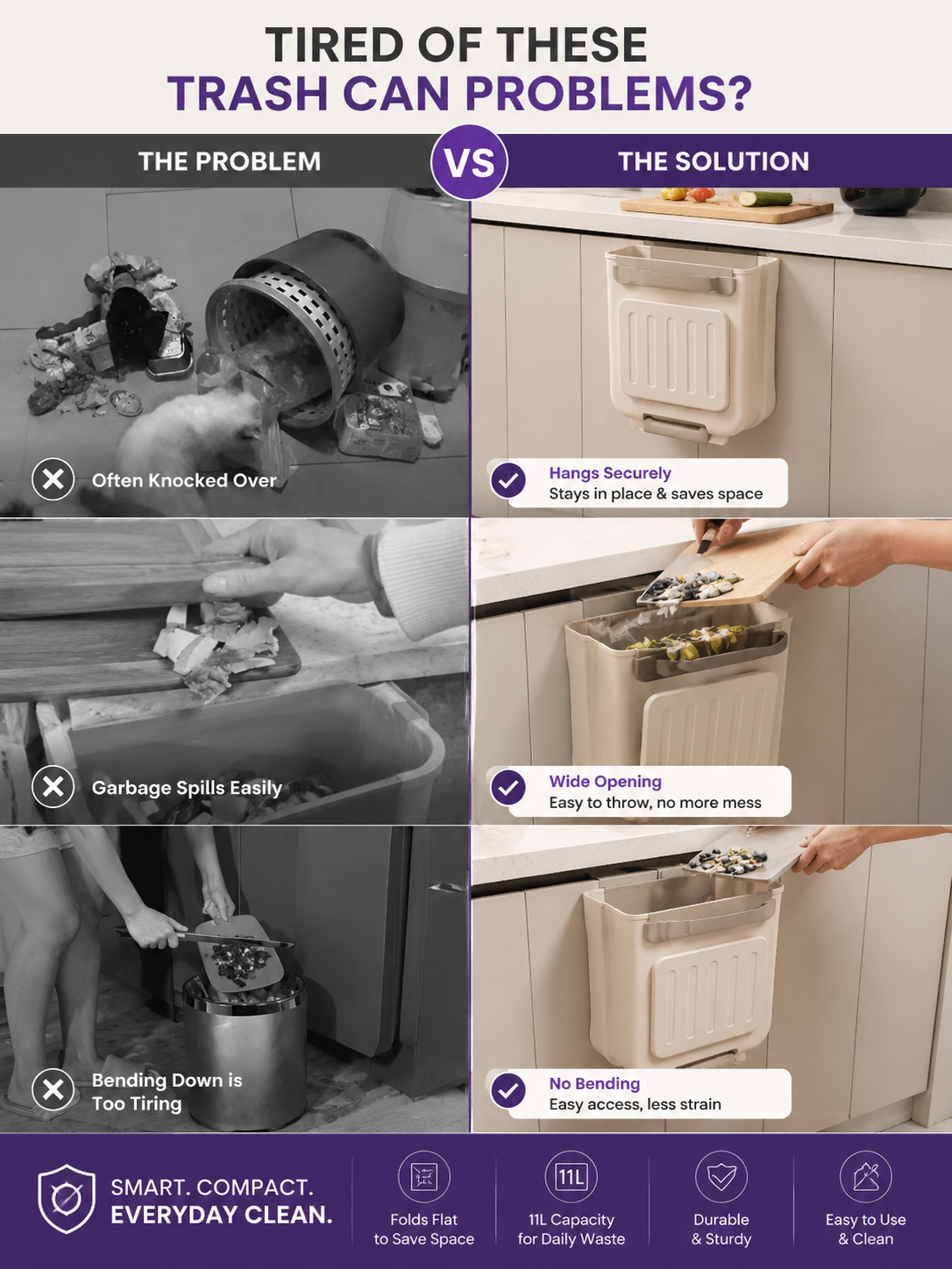 FlexBin™ Pro – Foldable Hanging Kitchen Trash Bin