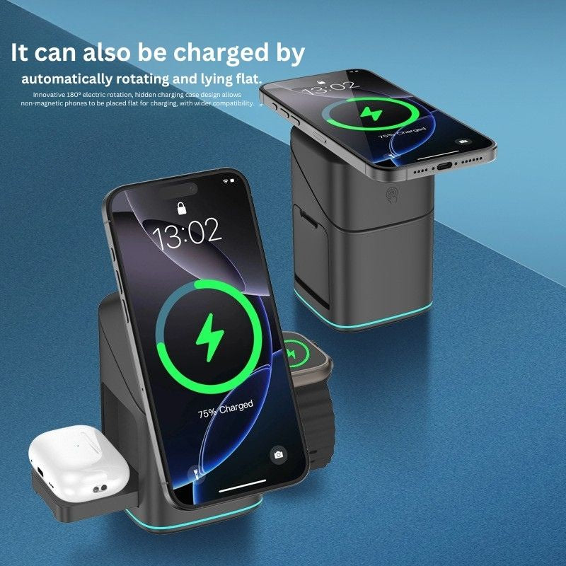 Three-in-one Foldable Vertical 15w Wireless Charger