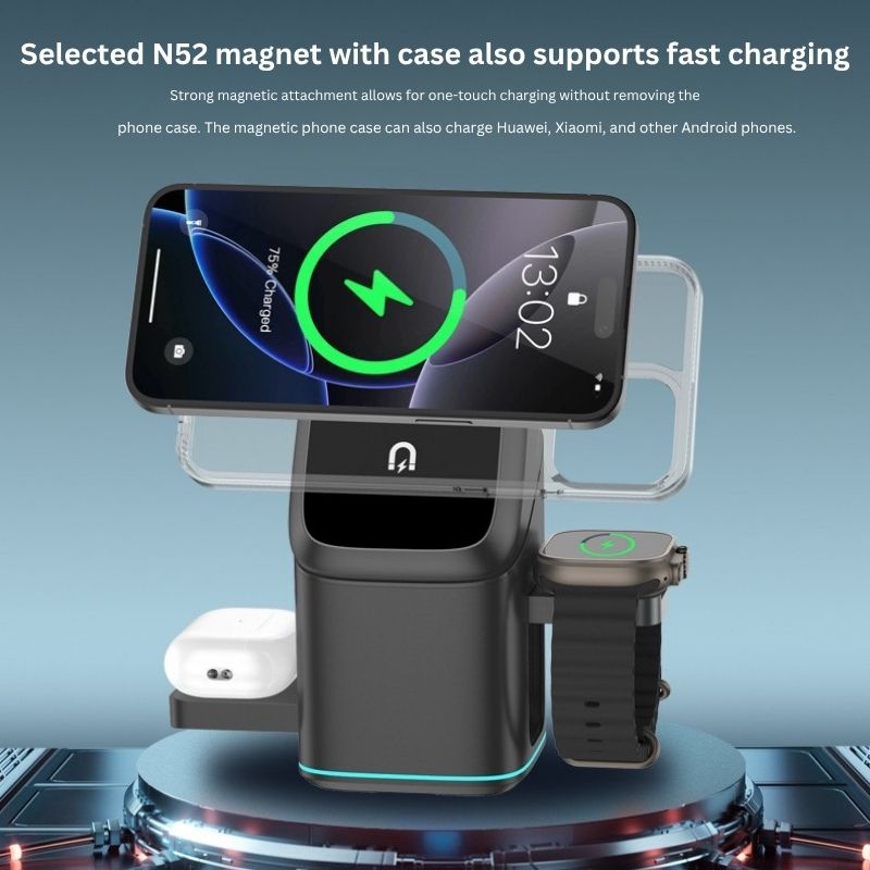 Three-in-one Foldable Vertical 15w Wireless Charger