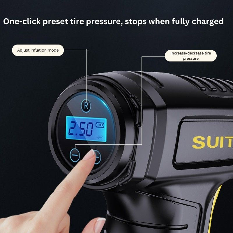 Wireless Intelligent Tire Air Pump | Portable Electric Inflator with Digital Display & Wireless Charging