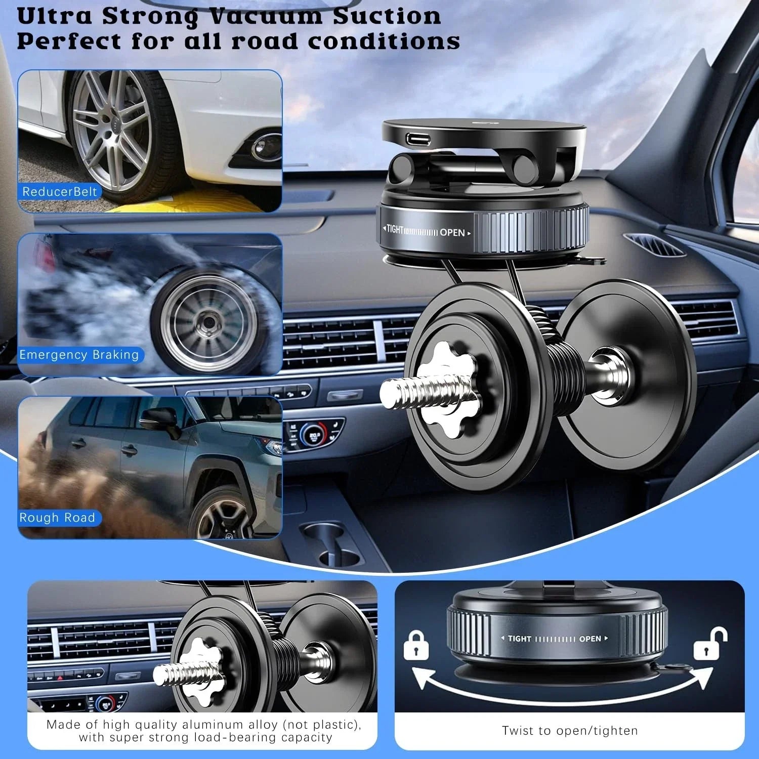Thetree  360 Magnetic Car Phone Holder – Vacuum Adsorption Suction Cup Mount